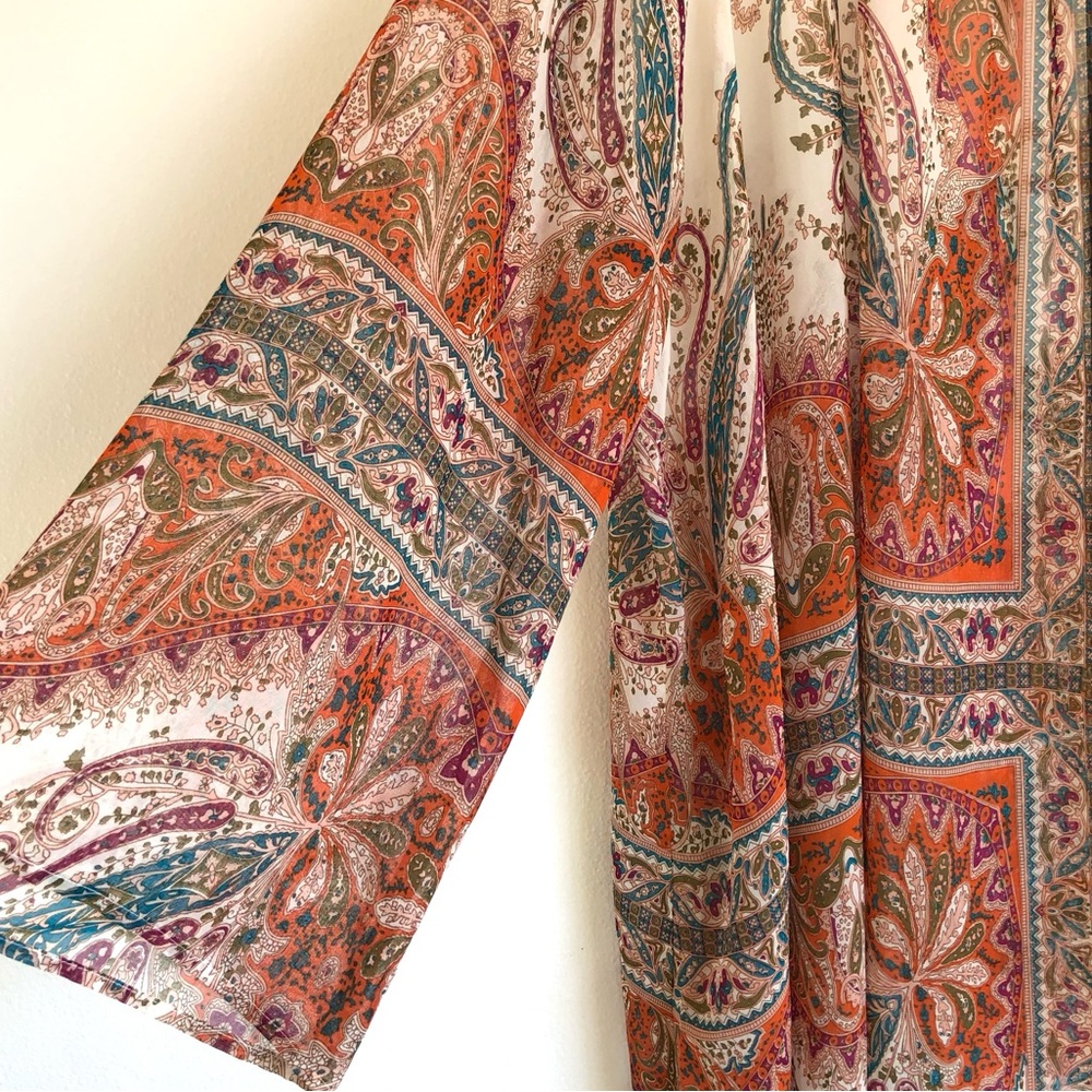 Soft Surroundings White / Colorful Floral Paisley Chiffon Kimono Top Size 3X - Picture 5 of 14